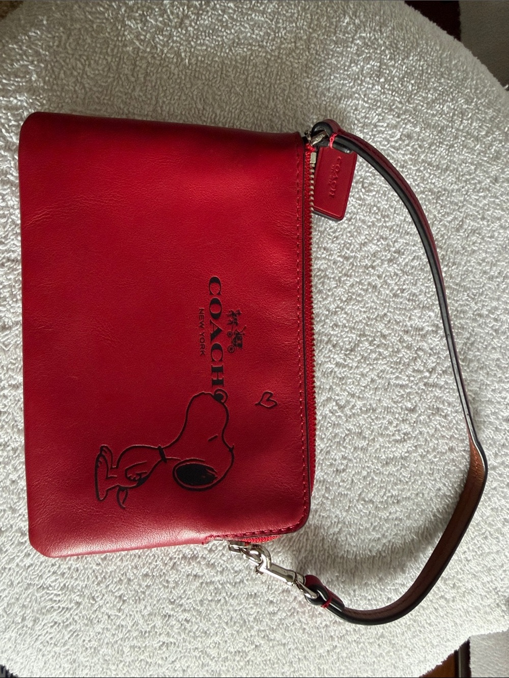 Coach Red Snoopy Leather Wristlet